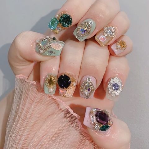 Amy Nail Art - Gel extension with simple stone design done... | Facebook-totobed.com.vn